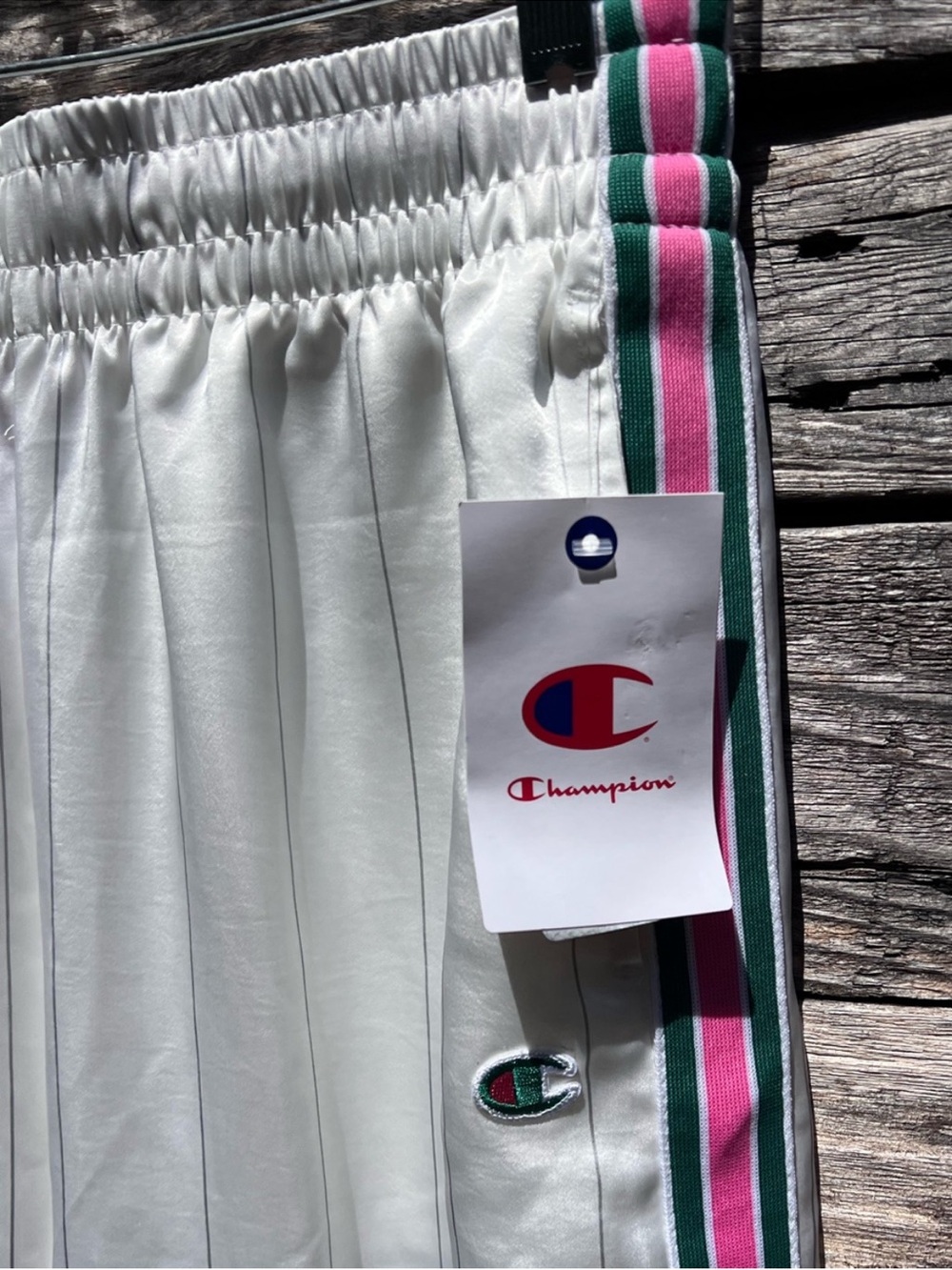 🌻NEW w/tags CHAMPION Game Set Match Pants Pink Green Stripe Size Medium DZ - Picture 7 of 10